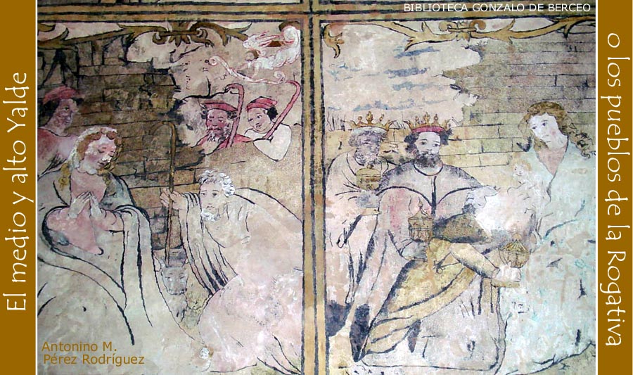 Detalle del mural que cubre el bside de la iglesia de Arenzana de Arriba.
