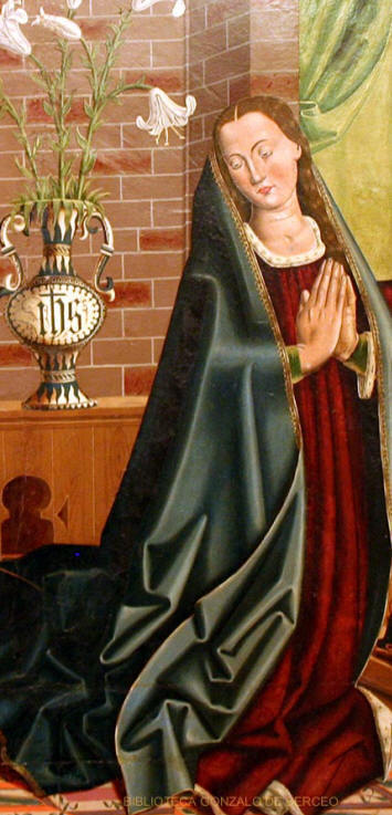 Anunciacin a Mara. Alonso de Sedano (1486-1530).leo sobre tabla. Museo de la Catedral de Burgos.