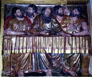 Tabla del retablo de la iglesia de San Gil en Cervera del Río Alhama (La Rioja). La escena muestra la Última Cena.