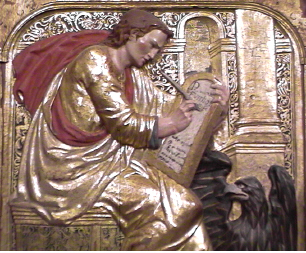 Iglesia Parroquial de Santa María de la Asunción de Sajazarra (La Rioja).San Juan Evangelista, detalle del retablo.(La Rioja)