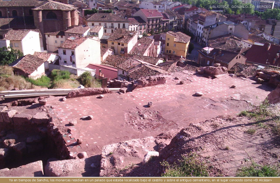 Estancia del Alcazar descubierta en la campaa de excavaciones del ao 2004. A la izquierda Sta. Mara la Real junto al casco antiguo de Njera.
