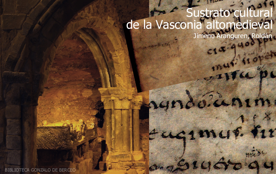 Composición.A la izquierda capilla de Suso donde reposan el cenotafio de San Millán. A la derecha Folio 68v donde aparecen las glosas vascas.