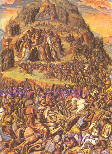 Batalla de Clavijo segn un cdice de la Catedral de Santiago de Compostela.