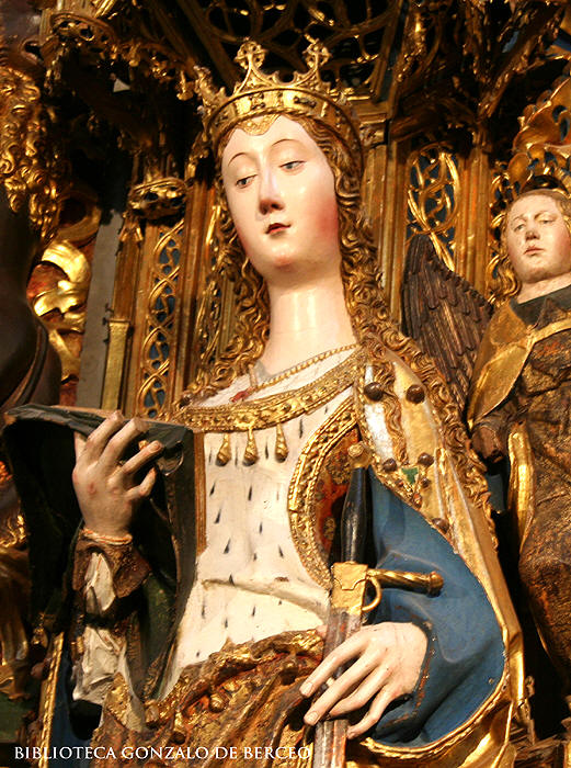 Detalle del retablo de la iglesia de la Cartuja de Miraflores, tallado en madera por Gil de Silo y policromado y dorado por Diego de la Cruz. 