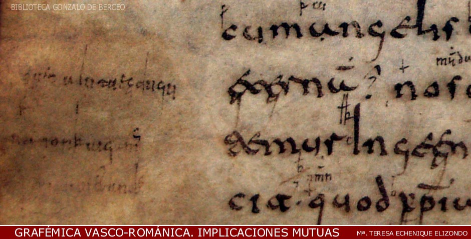 Códice AEmilianensis 60. Folio donde aparecen dos frases en euskara. (seguir enlace para ver fichero PPs sobre las GLOSAS romances y euskaras.