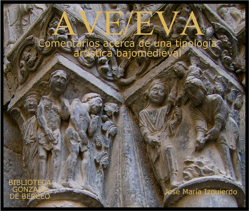 Adán y Eva. Capitel de la portada del Juicio Final de la catedral de Tudela.