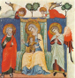 Matricola dei Merciai del 1328. N. 85. Scuola Bolognese. Madonna in trono, Museo Civico - (clic aqui para ampliar detalles)
