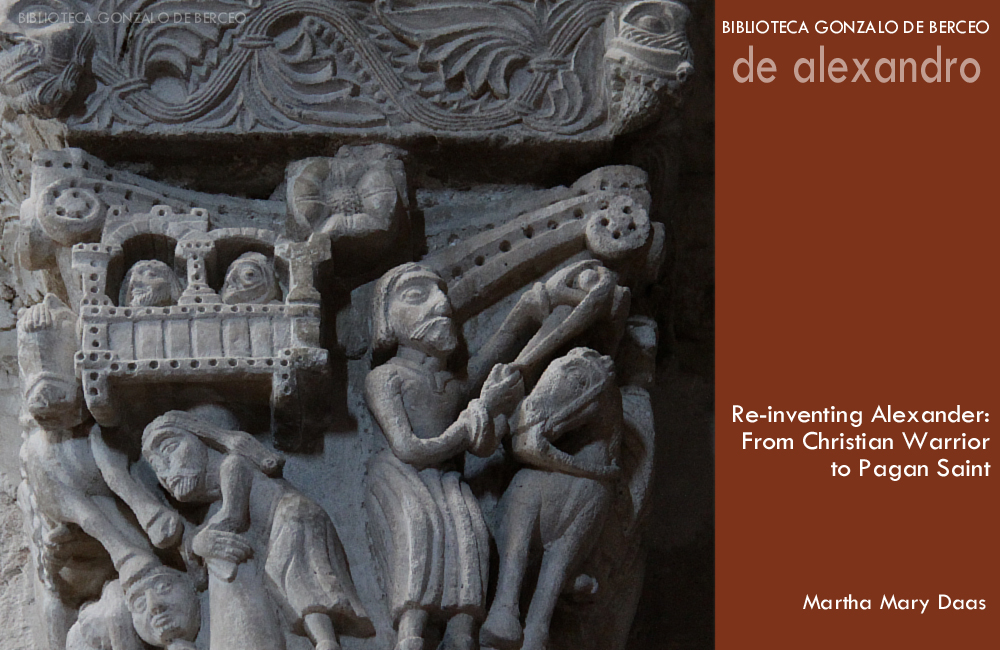 Lucha de David y Goliat, capitel románico de Santa María La Mayor,Aguilar de Bureba (Burgos). Click para ver imagen general...