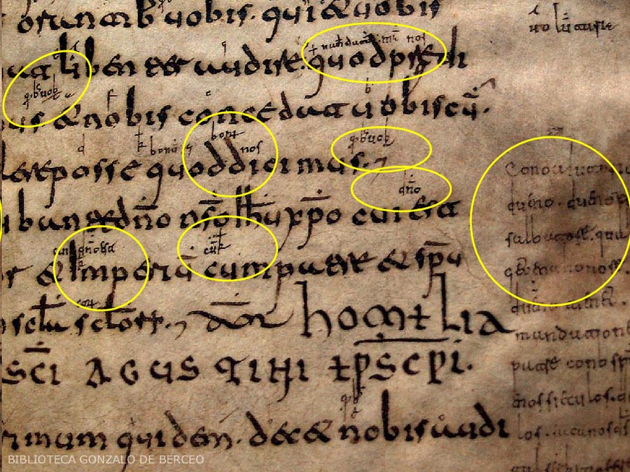 Folio 72r del Códice Aemilianensis 60. Ver presentación en PPS sobre las Glosas Emilianenses.