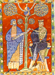 Plinio, Historia Naturalis. Scuola tedesca, sec. XII. Firenze, Biblioteca Laurenziana, Plut. 82, 1, c. 2 v. - (clic aqui para ampliar detalles)