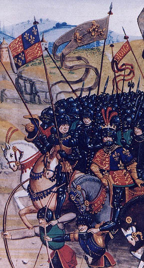 En la foto detalle de las tropas de Pedro I y El Prncipe Negro en la batalla de Njera. Se puede ver la ilustracin completa de la batalla haciendo clic sobre esta imagen.