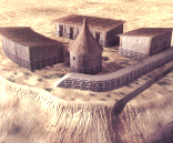 Los poblados se desarrollan desde los siglos VIII y VII a.C.,resultado de la evolucin de las gentes que habitan aqu durante los periodos anteriores.Las casas solan ser de planta rectangular y se construan adosadas. Constaban de un zcalo de manpostera sobre el que se alzaban los muros de adobe. En algunos casos, las paredes interiores se decoraban con motivos pintados.