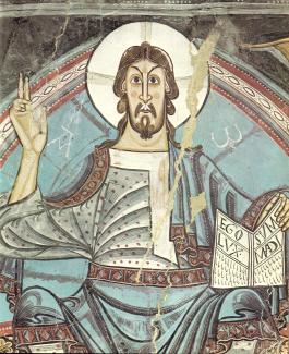 Pantocrator de los frescos del ábside de la iglesia de Tahull; siglo XII.