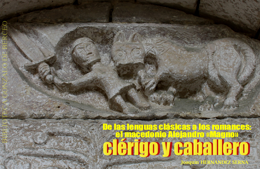 San Miguel de Cornezuelo (Burgos). Tímpano de la portada románica : guerrero luchando con un león y árbol de la vida debajo.